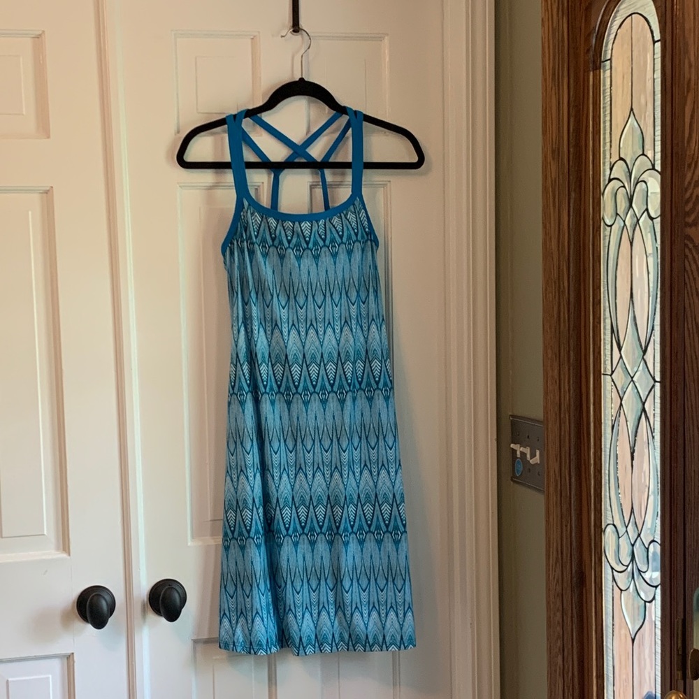PRANA T-Strap Sundress Turquoise print